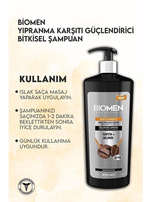 Biomen Professional Kafein&arjinin Kuru Ve Yıpranmış Saçlar Için Şampuan 1000 Ml X 2 ADET