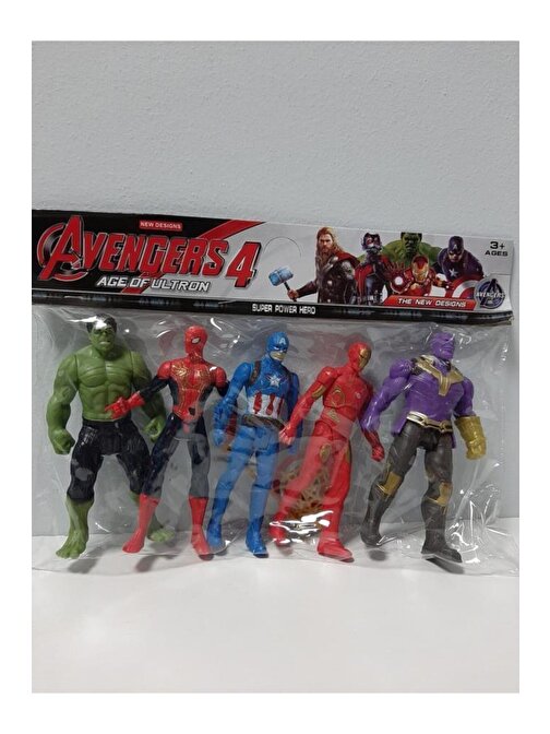 ETHEM Ethem Oyuncak 5'li Süper Kahramanlar Pvc Oyun Seti 1885-5, Hulk, Spider man, Captain America, Iron man, Thanos Set