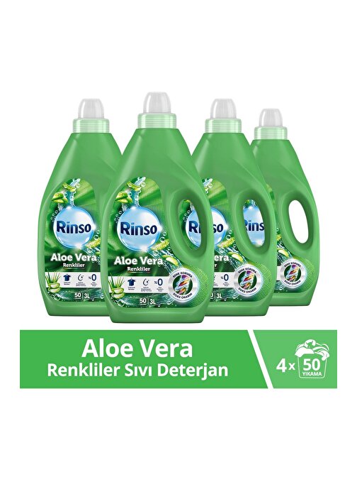 Rinso Aloe Vera Renkiler Sıvı Deterjan 3 Lt 4 Adet