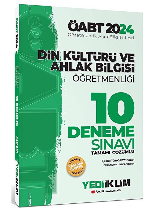 Yediiklim Yayınları 2024 Öabt Din Kültürü Ve Ahlak Bilgisi Öğretmenliği Tamamı Çözümlü 10 Deneme Sınavı