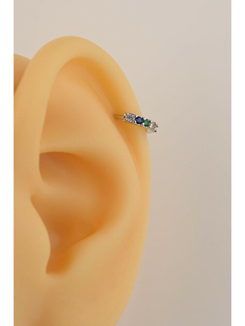 6 mm Multicolor Mini Halka Piercing Forward Helix Tragus Daith Helix Gümüş Renk