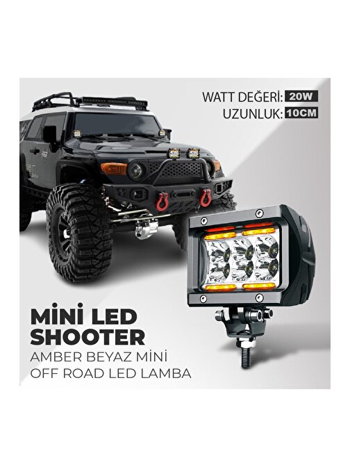 20w 10 Cm 2 Li Amber-beyaz Angellı Mini Shooter Off Road Led Lamba