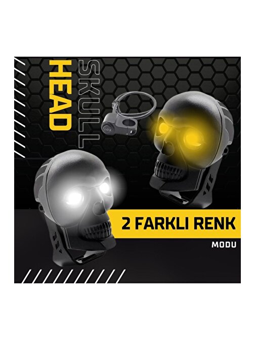 Skull Head Özel Tasarım Motosiklet Sis Lambası (Açma Kapama Gidonlu) 1 Adet