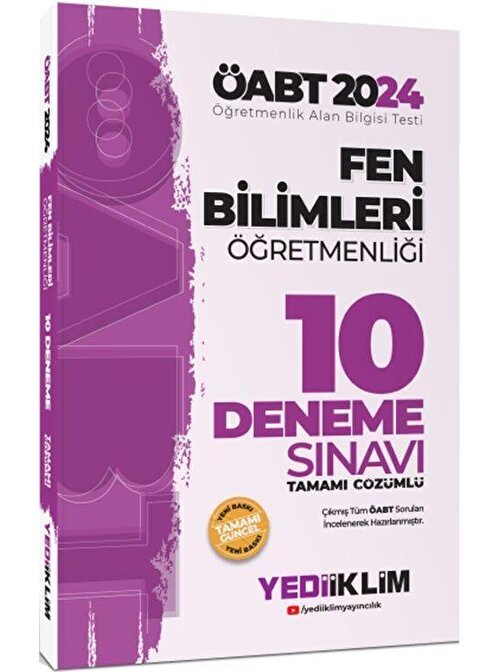 2024 Öabt Fen Bilimleri Öğretmenliği Tamamı Video Çözümlü 10 Deneme Sınavı Yediiklim Yayınları