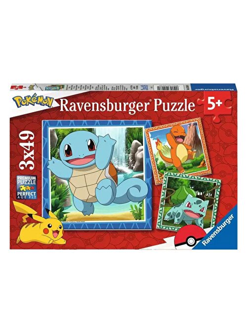 Ravensburger 055869 Pokemon Temalı Çocuk Puzzle 3x49 Parça 5+ Yaş