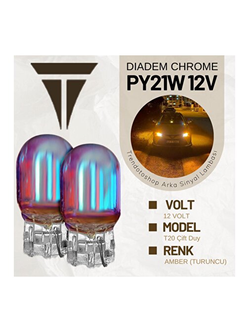 Dıadem 12 Volt T20 Çift Duy Chrome Desıgn Turuncu Amber Işık