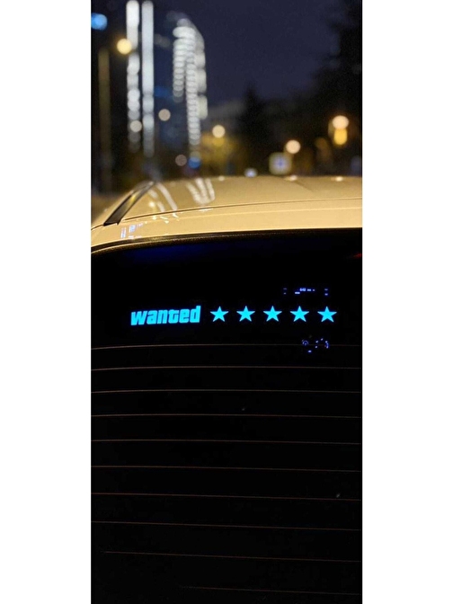 Wanted 5 Yıldız Basa Duyarlı Ledli Sticker Oto 5 Modlu Işıklı Sticker Led