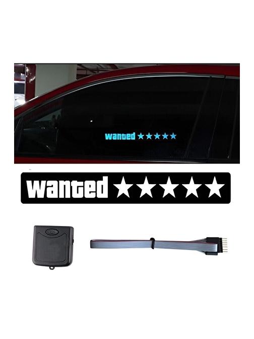 Wanted Led Sticker 5 Yıldız Araba Cam Içi Oto Led 5 Farklı Mod