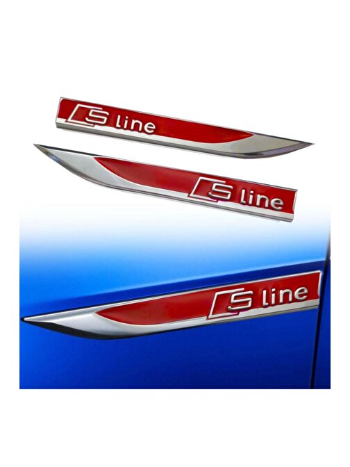 S-line 2'li Kırmızı Spor Görünüm Tuning Çamurluk Metal Sticker Arma