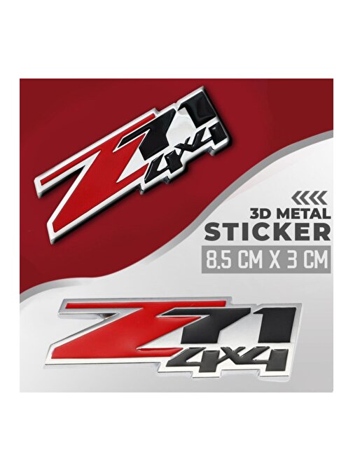 Z71 4x4 Kırmızı Siyah Renk Paslanmaz Metal Arma Sticker Yapışkanlı