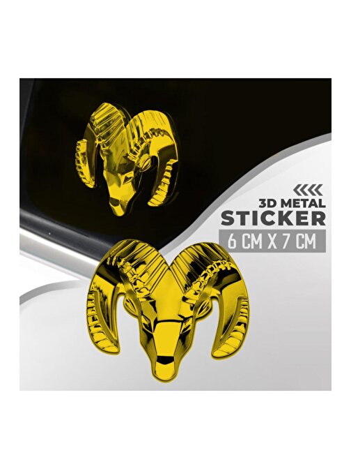 Dodge Altın Rengi Paslanmaz Metal Arma Sticker Yapışkanlı 6 cm X 7 cm