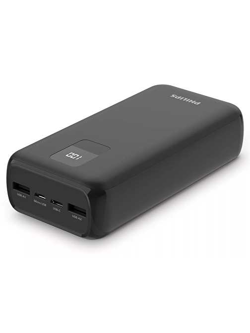 Philips DLP1930CB/00 30000 mAh 2xUSB-A ve USB-C Kablolu Hızlı Şarj Powerbank Siyah