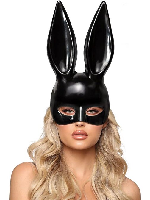 Himarry Siyah Renk Ekstra Lüks Uzun Kulaklı Tavşan Maskesi 35x16 cm