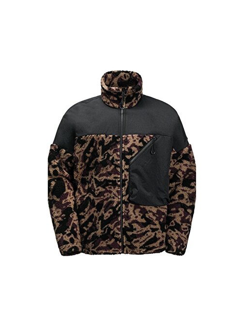 Jack Wolfskin Maarweg Print Jkt Erkek Outdoor Peluş Ceket 1711231-8889 Siyah