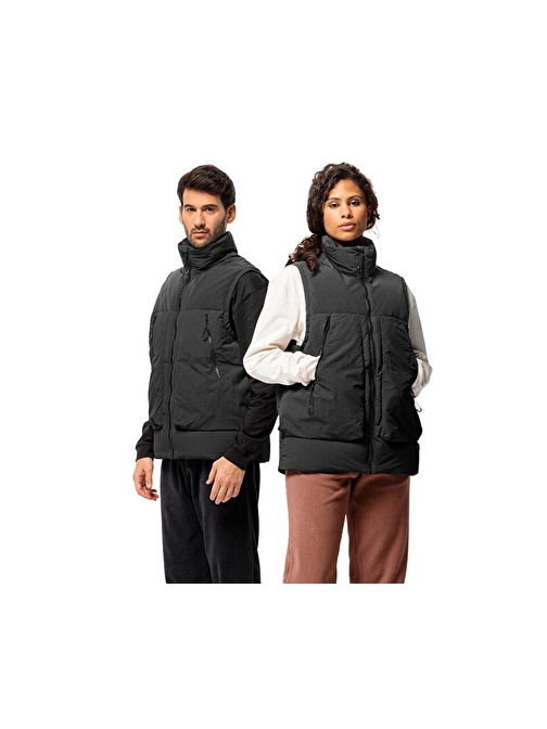 Jack Wolfskin Dellbrueck Vest Unisex Outdoor Yeleği (550 Dolgu Kaz Tüyü) 1207621-6502 Siyah