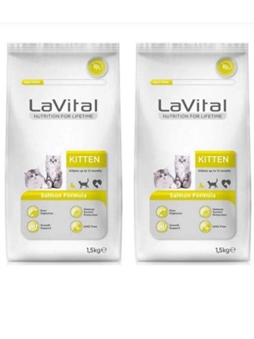 Lavital Somon Balıklı Yavru Kedi Maması 1,5 Kg*2 Adet