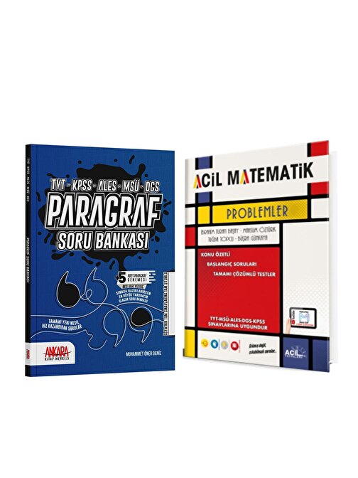 Acil Problemler Ve Ankara Kitap Merkezi Paragraf Soru Bankası Seti 2 Kitap
