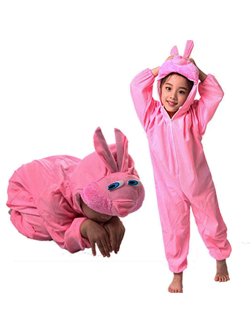 Çocuk Tavşan Kostümü Pembe Renk 2 - 3 Yaş 80 cm