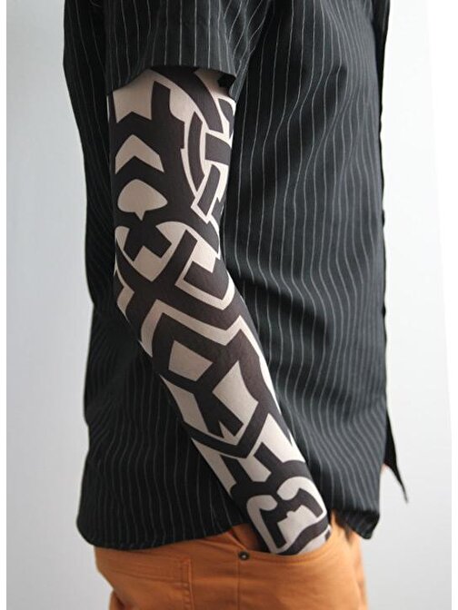 Huramarketing Giyilebilir Kol Dövmesi Çorap Dövme 3D Baskılı Kol Bacak Dövme 2 Adet Model 5