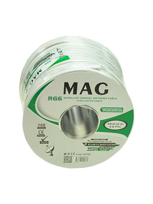 MAG RG59 FA MİNİ DUAL BİTİŞİK 48 TEL ANTEN KABLOSU (100 METRE)