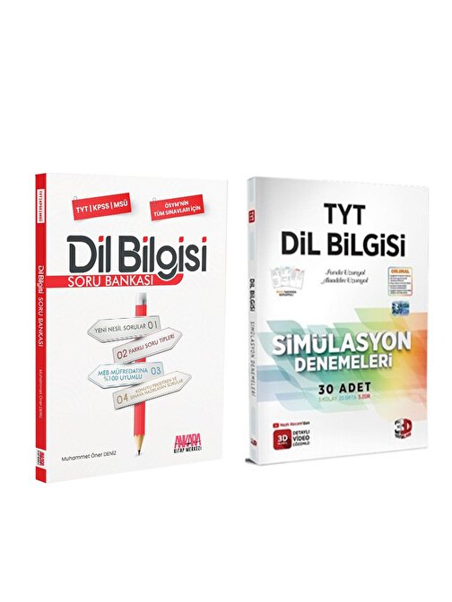 Akm Kitap Dil Bilgisi Soru Bankası Ve 3D Dil Bilgisi Deneme Seti 2 Kitap
