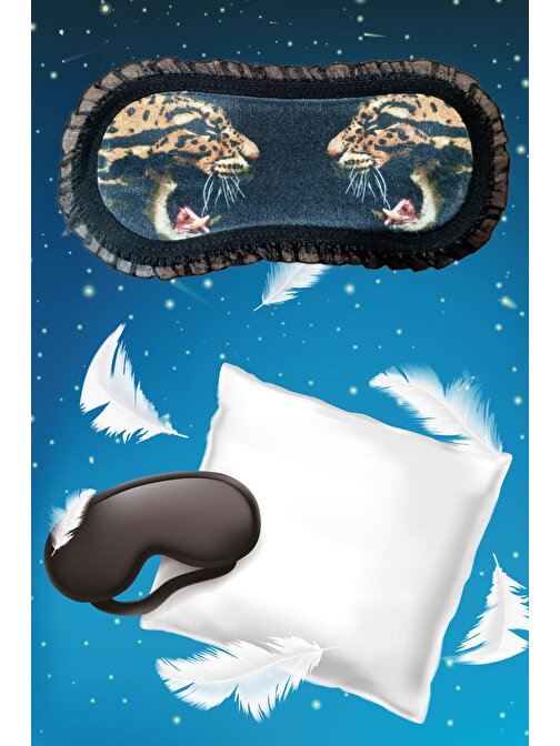 Pembecin Uyku Göz Bandı Maskesi Işık Önleyici Gözlük Maske Bant Eye Mask Leopar (1adet)