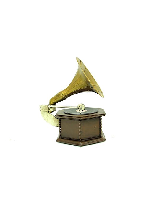 Tugra Ticaret Dekoratif Metal Gramofon Kutu Obje Vintage Hediyelik