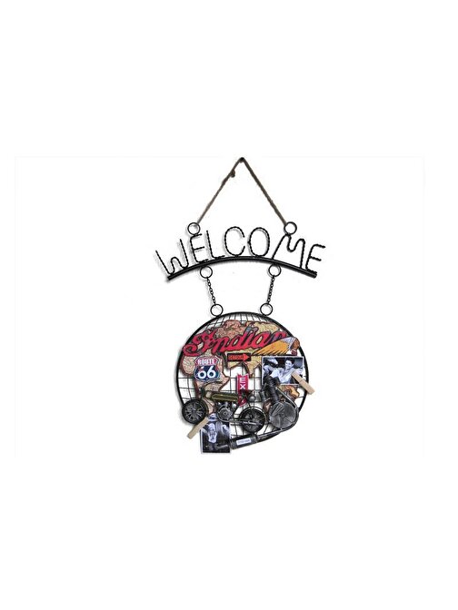 Tugra Ticaret Dekoratif Metal Kapı Welcome Motosiklet Dekorlu Hediyelik
