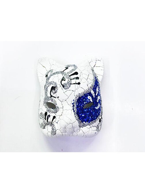 Tugra Ticaret Mavi Renk İşlemeli Seramik Malzemeden İmal Venedik Kedi Model Magnet