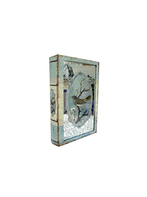 Tugra Ticaret Kutu Kitap Aynalı Dalda Kuş Kitap Kutusu Dekoratif Hediyleik