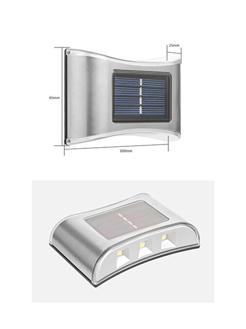 4 Lü Metal Modern Solar Duvar Lamba Dekorasyon Aydınlatma Aplik 6 ledli Güneş Enerji Işığı