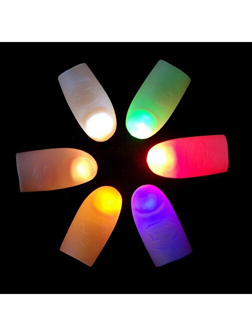 Tugra Ticaret Led Işıklı Renkli Sihirli Parmak Işıklı Parmak Şaka Parmak 1 Adet