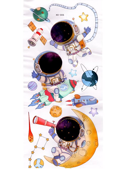 Limmy Duvar Sticker Kabartmalı 3 Boyutlu Sticker, 3D Duvar Stiker (Hx005) 55X25 Cm - Astronot Galaksi