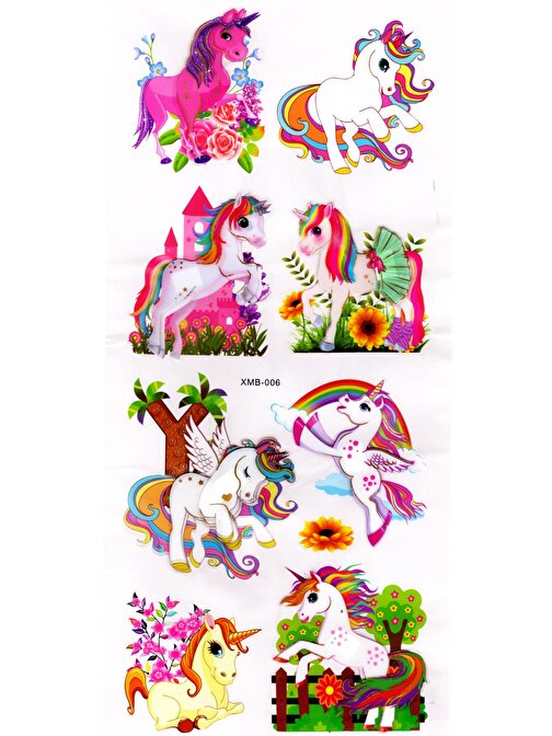 Limmy Duvar Sticker Kabartmalı 3 Boyutlu Sticker, 3D Duvar Stiker (Xmb006) 55X25 Cm - Unicorn Rainbow