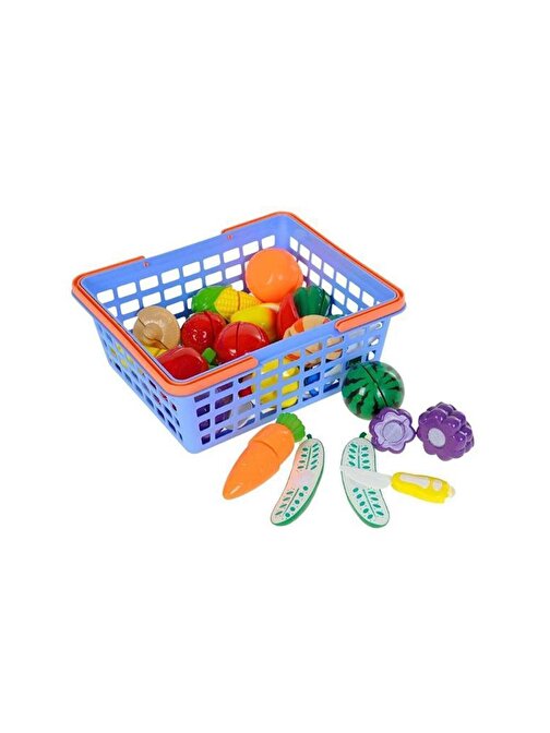 Birlik Oyuncak URT007 - SPT - 001 Plastik Kesilebilen Meyve ve Sebze Sepet 42 Parça