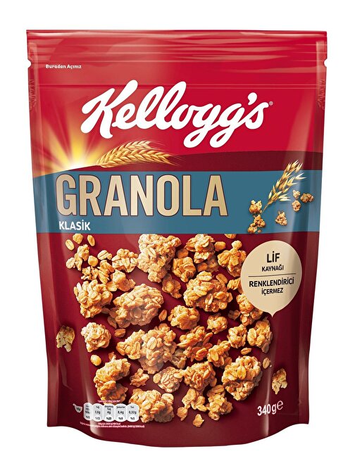 Kellogg's Klasik Granola 340 Gr,%56 Yulaf içerir,Lif Kaynağı,Kahvaltılık Gevrek