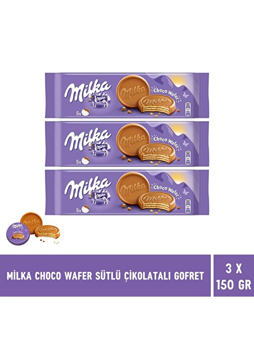 Milka Choco Wafer Sütlü Çikolata Kaplamalı Gofret 150 gr x 3 Adet