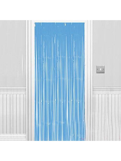 Tugra Ticaret Parti Aksesuar Soft Açık Mavi Renk Duvar Kapı Perdesi 100x220 cm