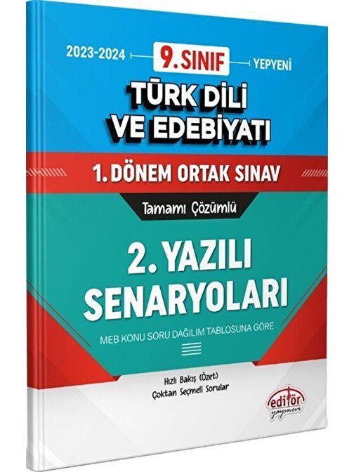 9. Sınıf Türk Dili ve Edebiyatı 1.Dönem Ortak Sınavı 2. Yazılı Senaryoları Tamamı Çözümlü Editör Yayınları