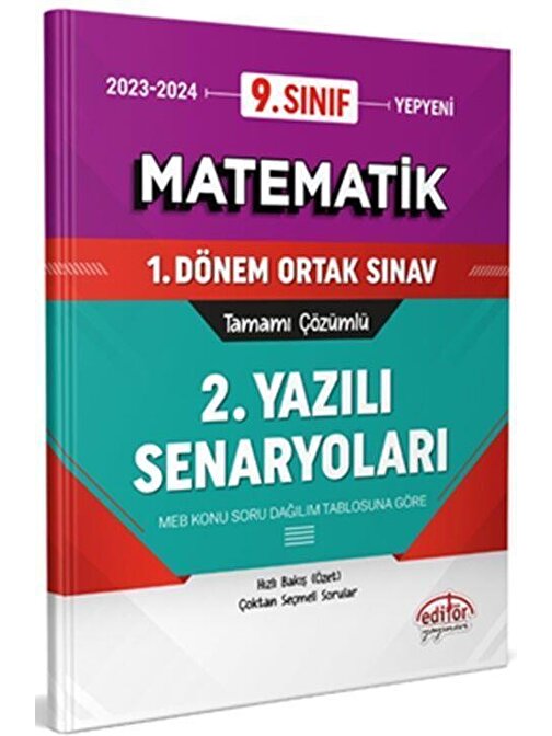 9. Sınıf Matematik 1. Dönem Ortak Sınavı 2. Yazılı Senaryoları Tamamı Çözümlü Editör Yayınları