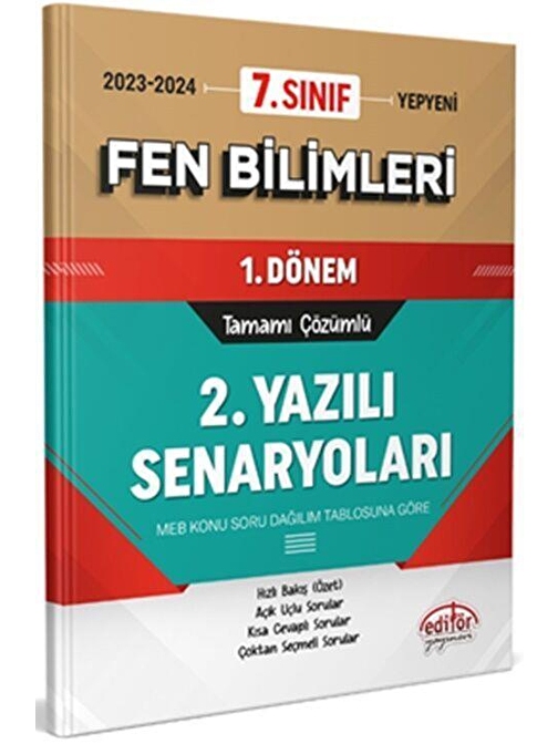 7. Sınıf Fen Bilimleri 1. Dönem Ortak Sınavı 2. Yazılı Senaryoları Tamamı Çözümlü Editör Yayınları