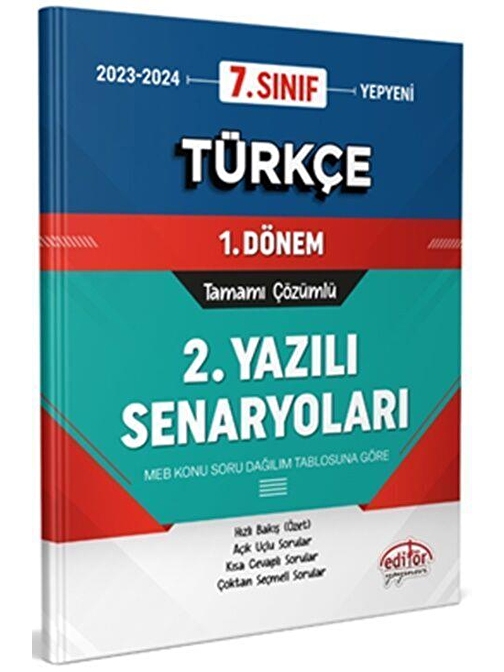 7. Sınıf Türkçe 1. Dönem Ortak Sınav 2. Yazılı Senaryoları Tamamı Çözümlü Editör Yayınları