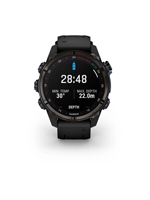 Garmin Descent Mk3İ Android - iOS Uyumlu 43 mm Titanyum Kasa Siyah Silikon Kayışlı Akıllı Saat Karbon