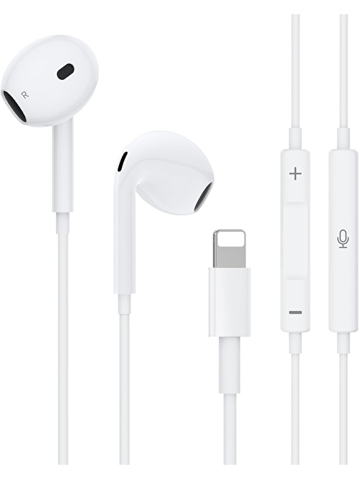 Coverzone Tak Çalıştır Lightning Uçlu Mikrofonlu Kulaklık İphone 13 Serisine Kadar Destek İphone 11 Ve 12 Uyumlu Lightning Earpods Kulaklık