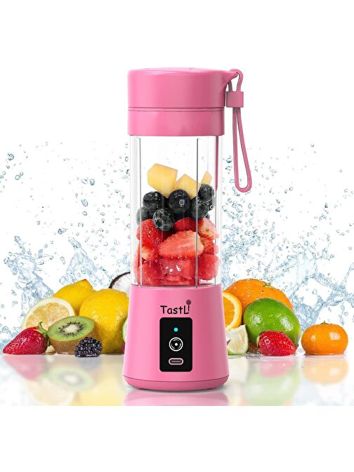 nefertiya Portatif Taşınabilir El Blender 380 Ml Usb Şarjlı Pembe