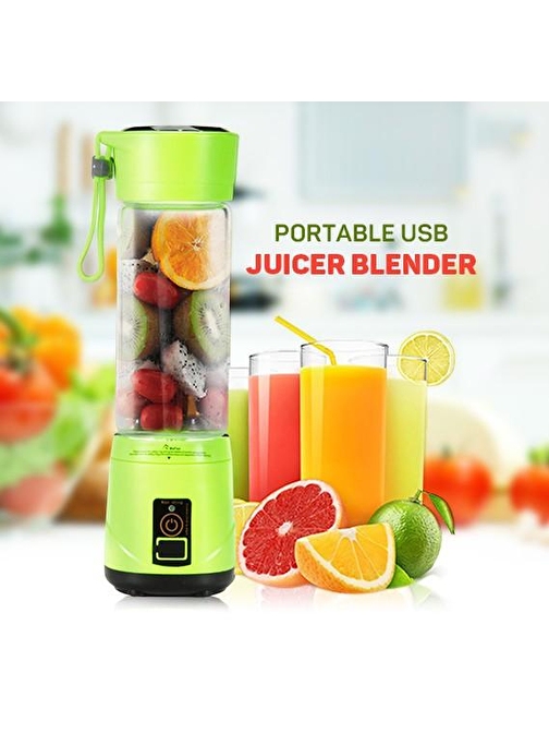 nefertiya Portatif Taşınabilir El Blender 380 Ml Usb Şarjlı Yeşil