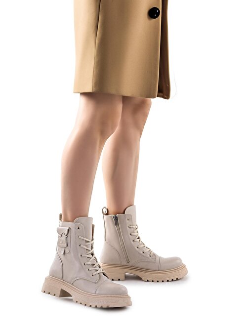 Woggo Fermuarlı Termo Taban Kadın Günlük Bot Ayakkabı Cilt Fls 83-7001