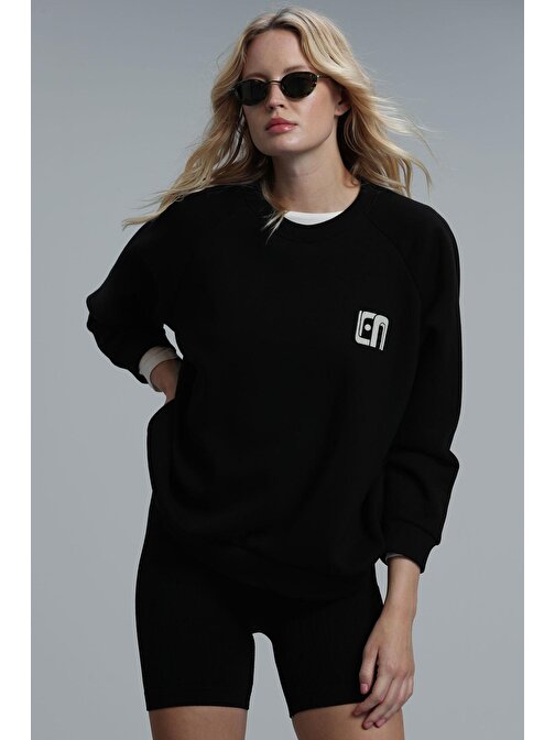 Ujin Kadin Örme Sweatshirt Siyah