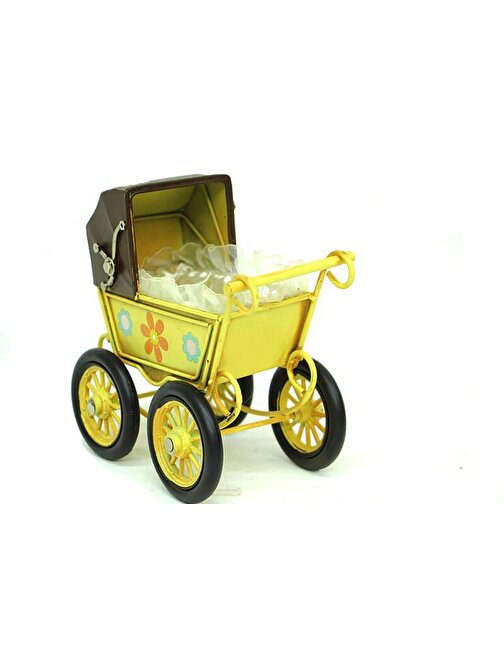 Tugra Ticaret Dekoratif Metal Bebek Arabası Biblo Vintage Hediyelik