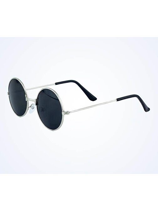 Tugra Ticaret Parti Yuvarlak Cam John Lennon Tarzı Gümüş Çerçeveli Siyah Gözlük